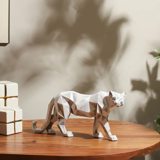 CHECKERED LEOPARD SCULPTURE