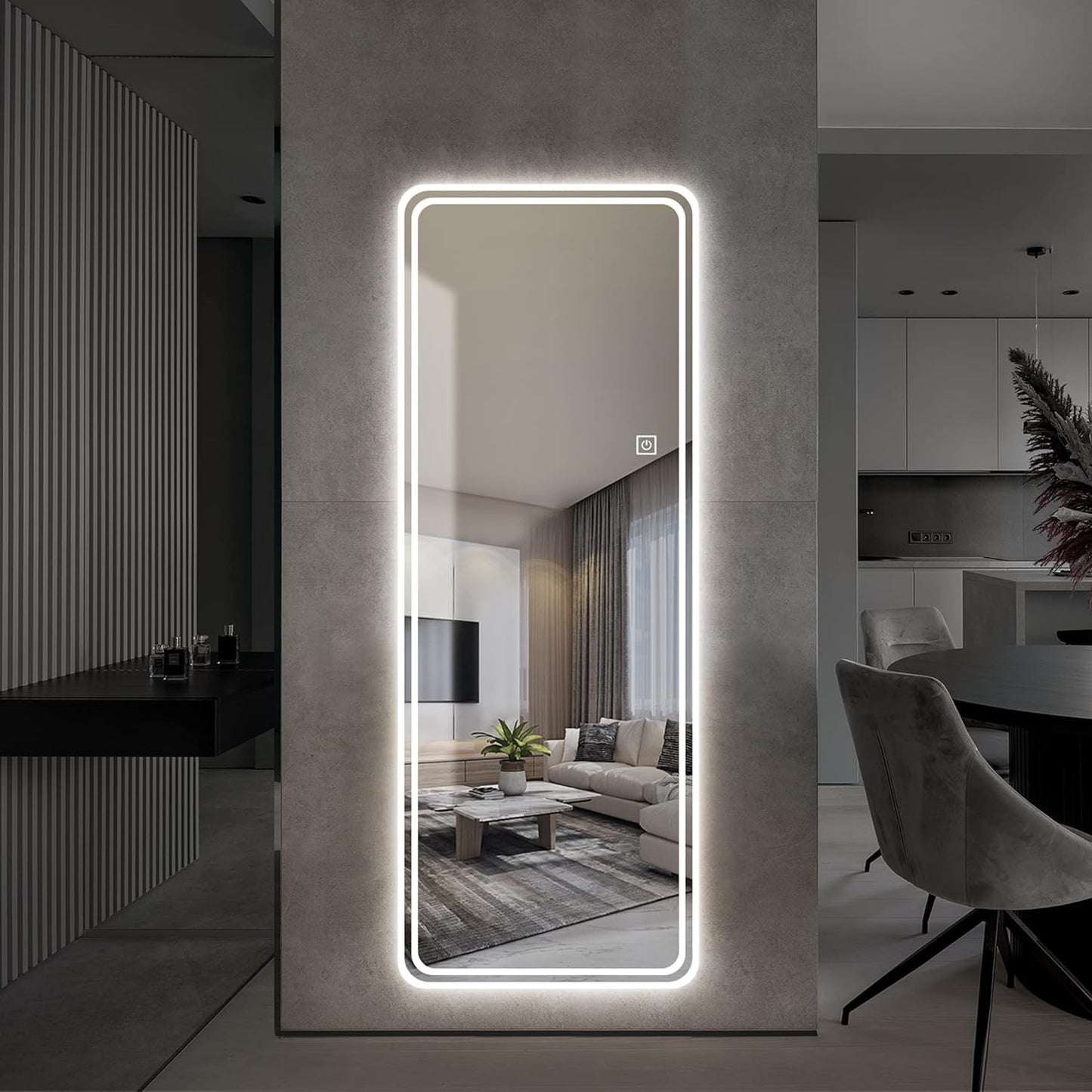 FULL LENGTH DOUBLE STRIPS LED MIRROR WITH DIMMABLE