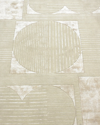 SAGE IVORY ABSTRACT GEOMETRIC HAND TUFTED WOOL RUG
