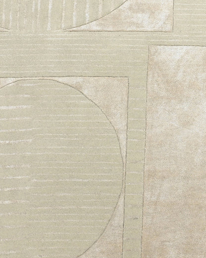 SAGE IVORY ABSTRACT GEOMETRIC HAND TUFTED WOOL RUG