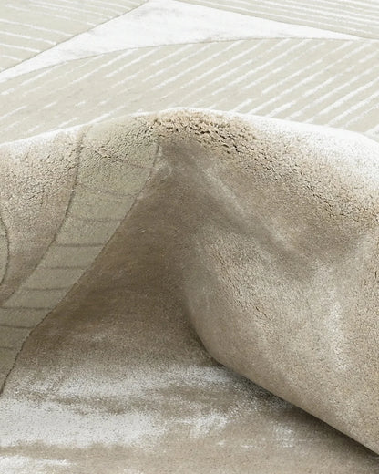 SAGE IVORY ABSTRACT GEOMETRIC HAND TUFTED WOOL RUG