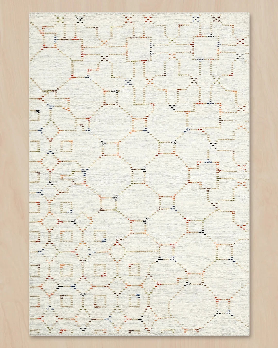 IVORY LACTTICE WOOL KILIM RUG