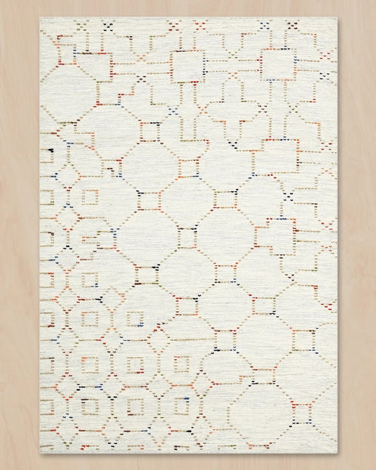 IVORY LACTTICE WOOL KILIM RUG