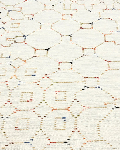 IVORY LACTTICE WOOL KILIM RUG