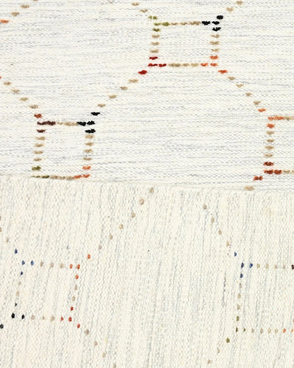 IVORY LACTTICE WOOL KILIM RUG
