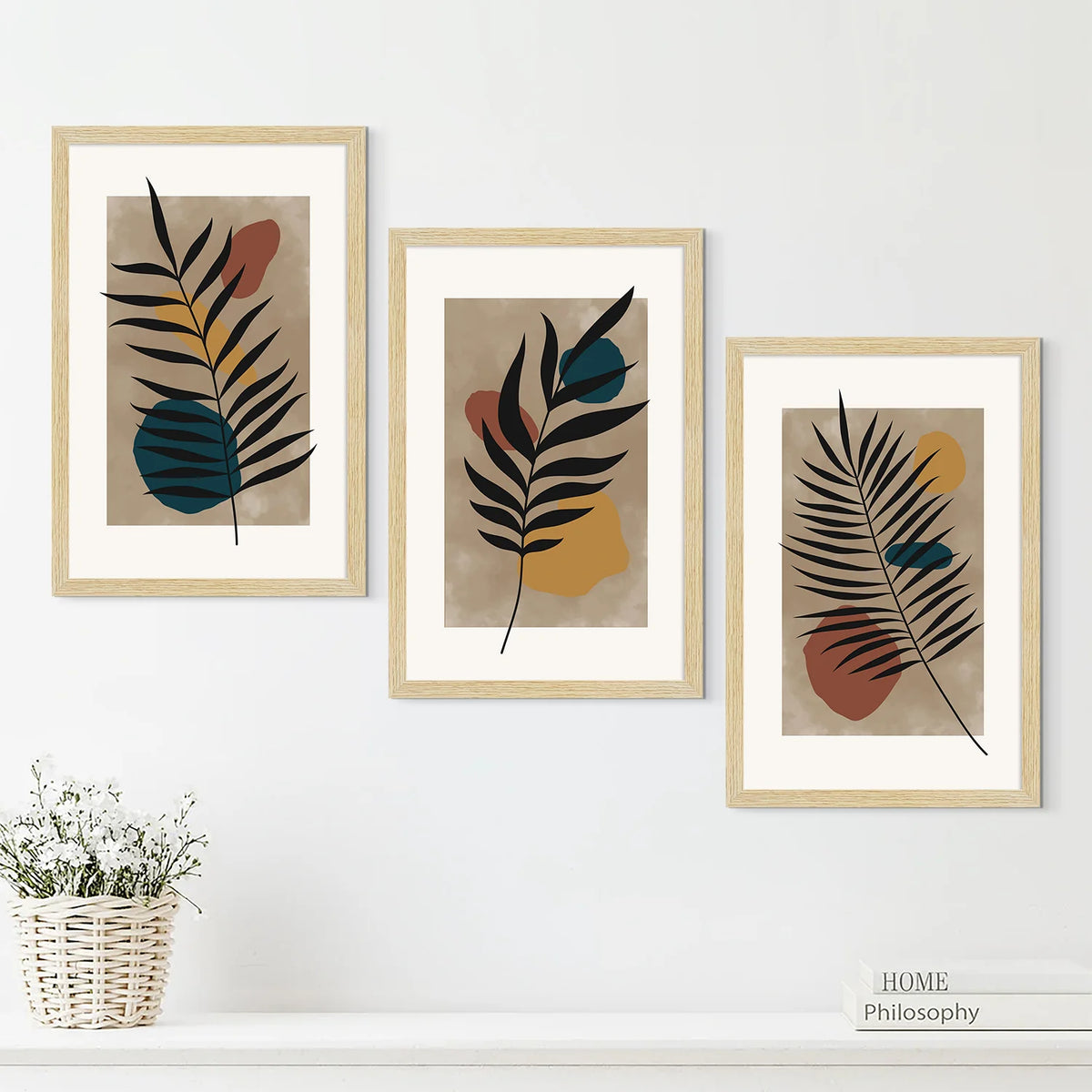 LEAF ABSTRACT ART PAINTINGS SET OF 3