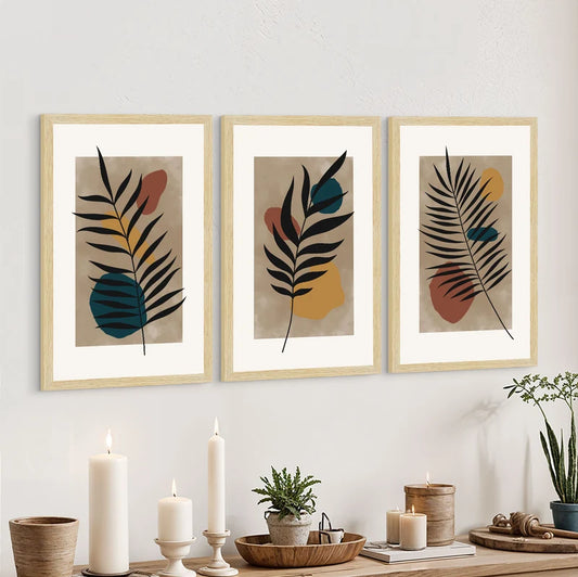 LEAF ABSTRACT ART PAINTINGS SET OF 3