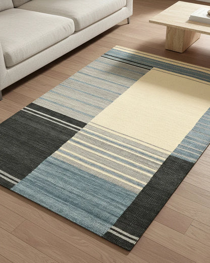 NOMAD HARBOR HANDWOVEN WOOL DHURRIE