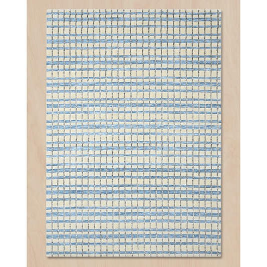 HOMEKNIT SKY BLUE GRID MICROFIBER RUG