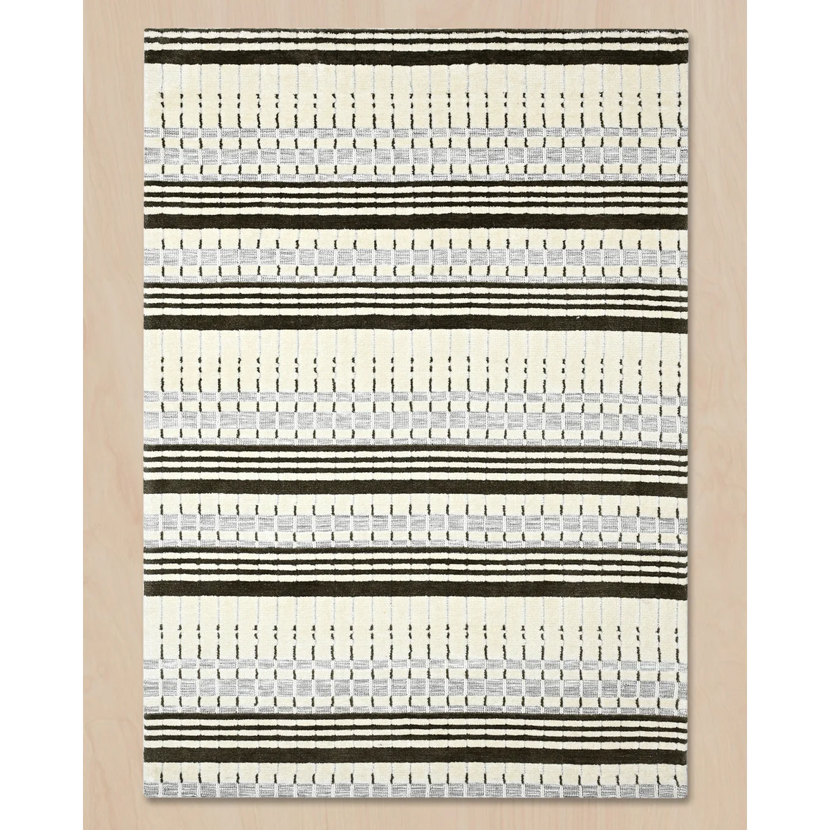 HOMEKNIT IVORY STRIPE MICROFIBER RUG