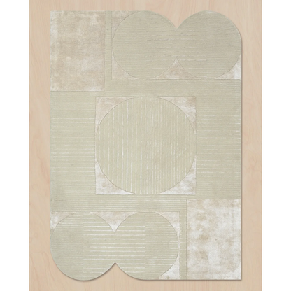 SAGE IVORY ABSTRACT GEOMETRIC HAND TUFTED WOOL RUG