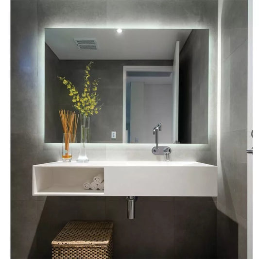 REAR SOFT GLOW BATHROOM MIRROR WITH LED LIGHTS