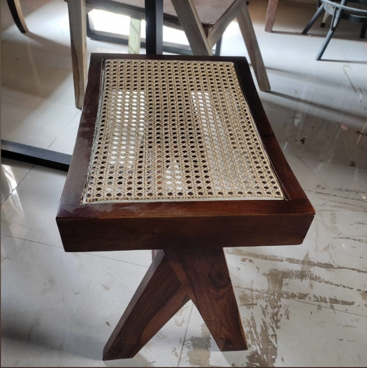 ACACIA / TEAK WOOD CANE STOOL | WOOD CANE STOOL | WOODEN STOOL
