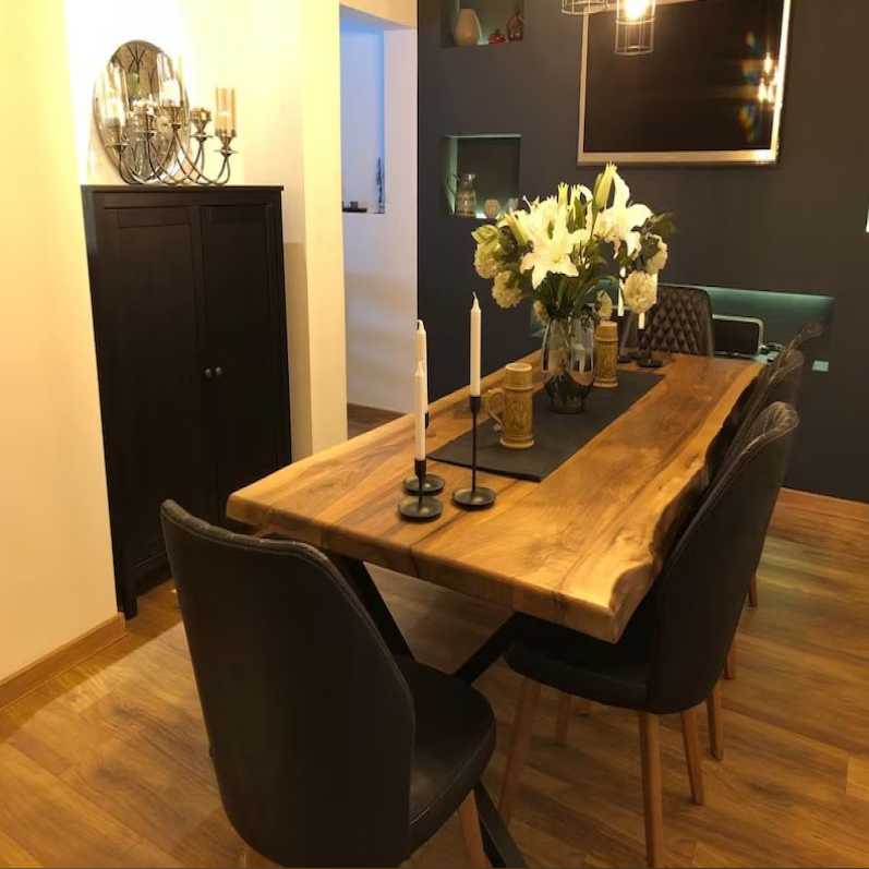 RUSTIC ACACIA SOLID WOOD LIVE EDGE DINING TABLE