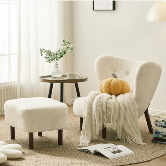 WHITE LAMB WOOL ACCENT CHAIR