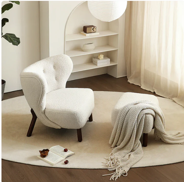 WHITE LAMB WOOL ACCENT CHAIR