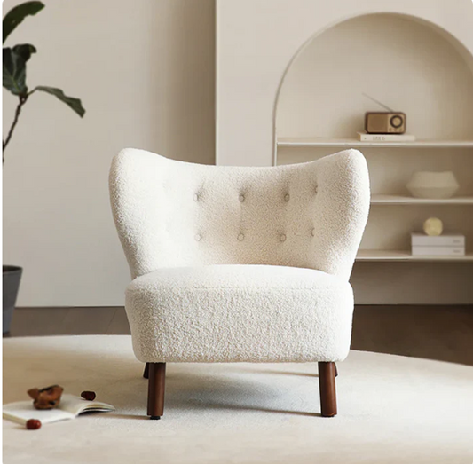 WHITE LAMB WOOL ACCENT CHAIR