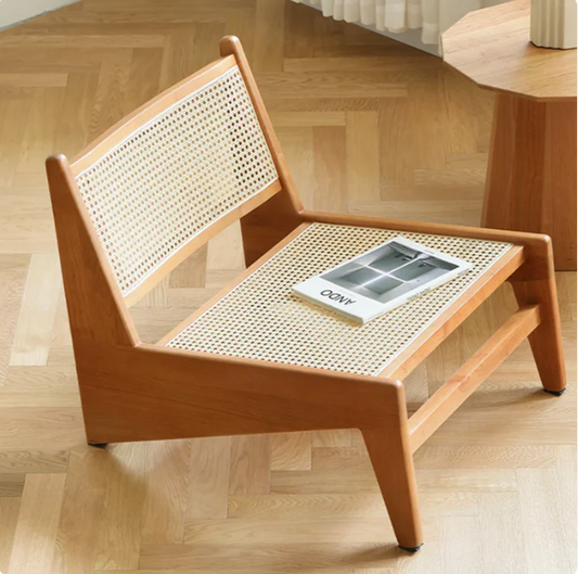 WALNUT RATTAN ACCENT CHAIR
