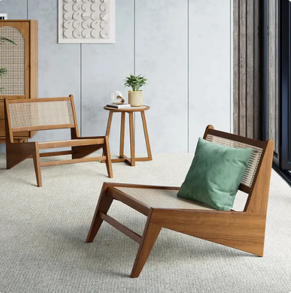 WALNUT RATTAN ACCENT CHAIR