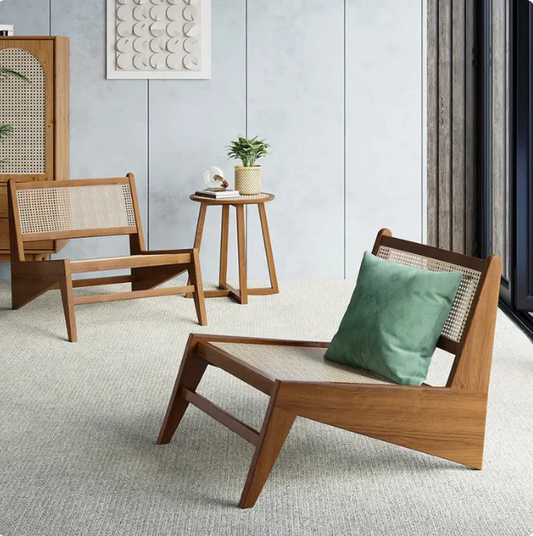 WALNUT RATTAN ACCENT CHAIR