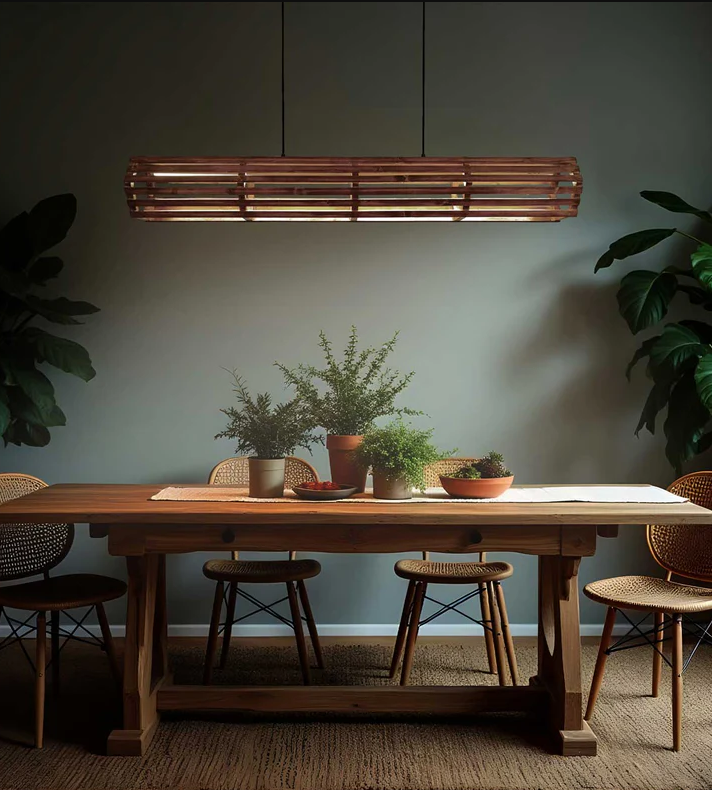 FLORA 48 BATON BROWN WOODEN LED HANGING LAMP