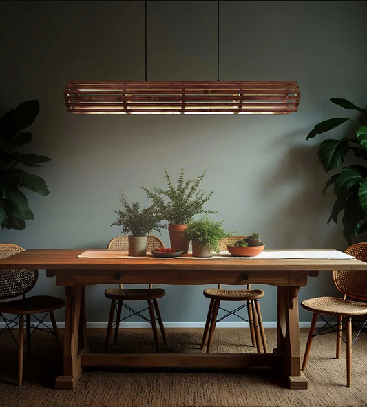 FLORA 48 BATON BROWN WOODEN LED HANGING LAMP