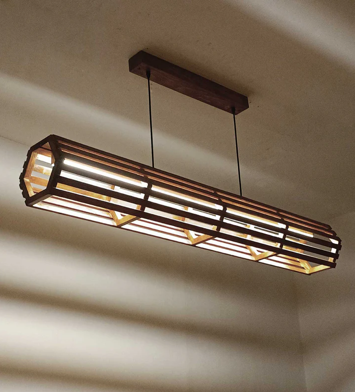 FLORA 48 BATON BROWN WOODEN LED HANGING LAMP