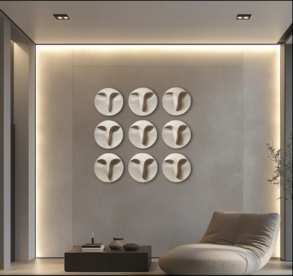 ABSTRACT OWL FACE WALL ART SET