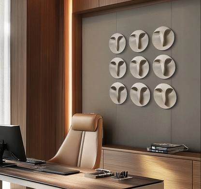 ABSTRACT OWL FACE WALL ART SET