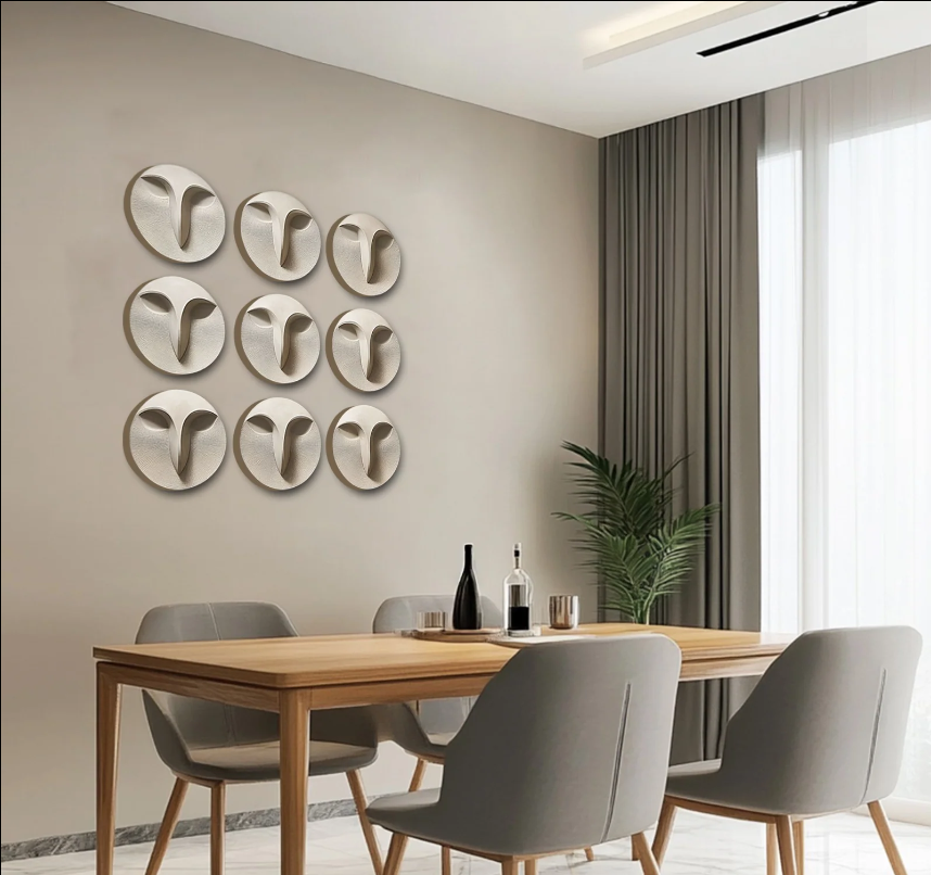 ABSTRACT OWL FACE WALL ART SET