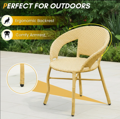 3-PIECE OUTDOOR RATTAN WICKER PATIO BISTRO SET