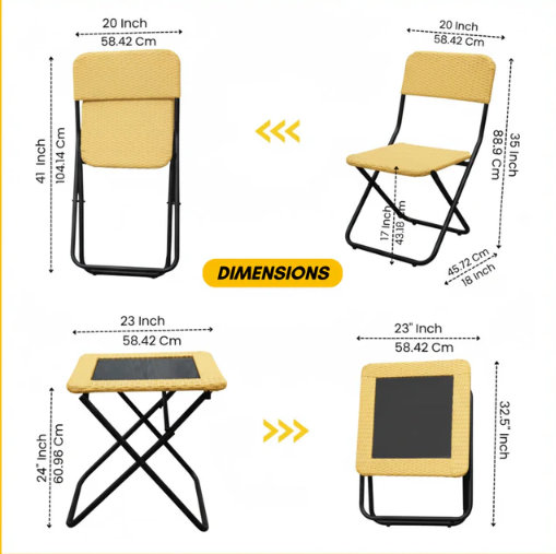 3-PIECE OUTDOOR WICKER FOLDING PATIO SET