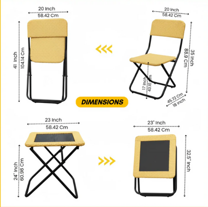 3-PIECE OUTDOOR WICKER FOLDING PATIO SET