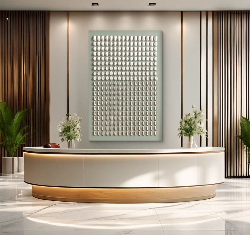GEOMETRIC TEXTURED DOT GRID WALL ART IN SOFT GREY