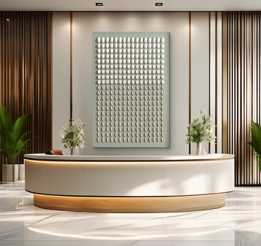 GEOMETRIC TEXTURED DOT GRID WALL ART IN SOFT GREY