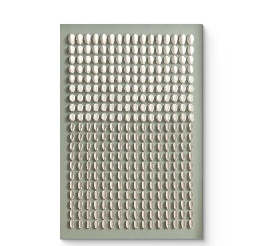GEOMETRIC TEXTURED DOT GRID WALL ART IN SOFT GREY