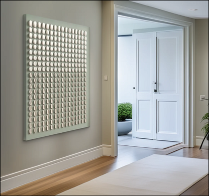 GEOMETRIC TEXTURED DOT GRID WALL ART IN SOFT GREY