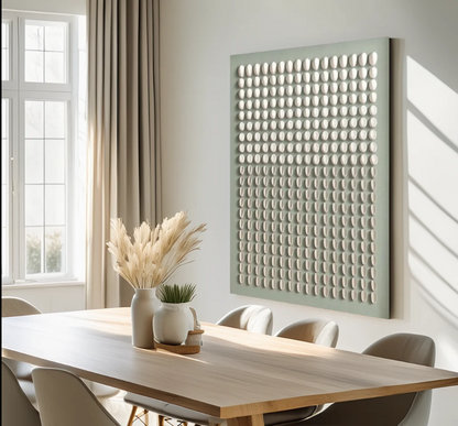 GEOMETRIC TEXTURED DOT GRID WALL ART IN SOFT GREY