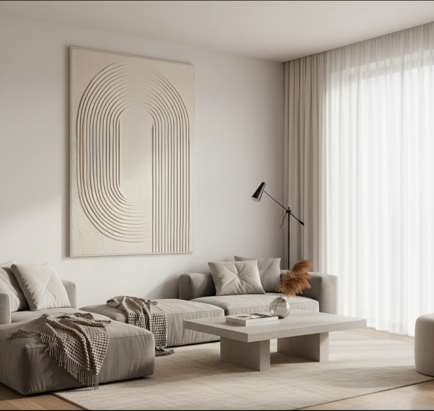 ARC LINES MINIMALIST – MODERN TEXTURED LINE ART PANEL