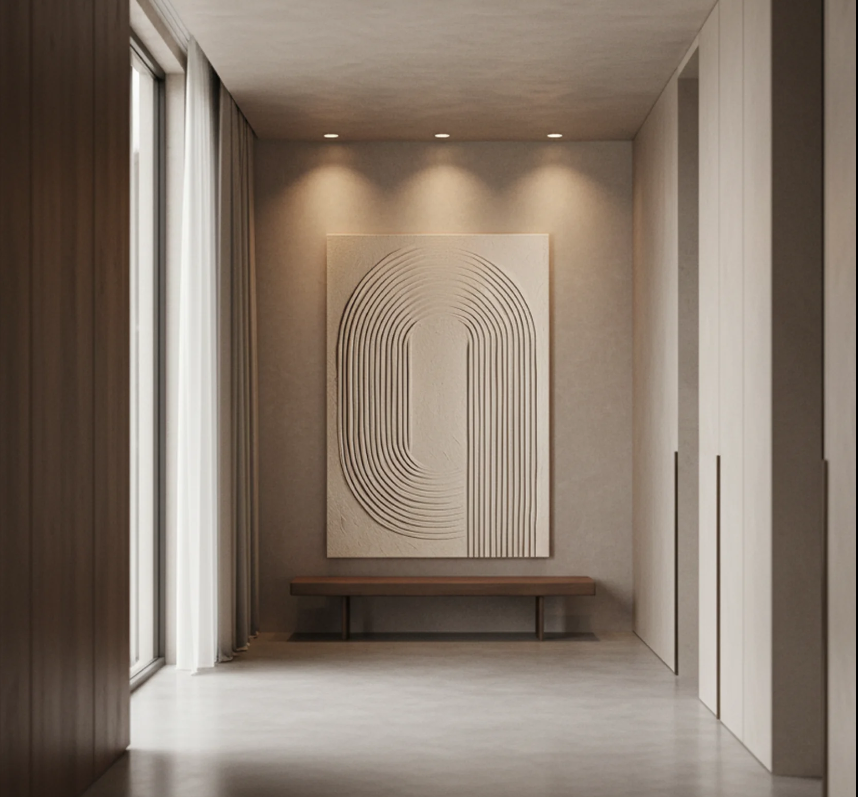 ARC LINES MINIMALIST – MODERN TEXTURED LINE ART PANEL