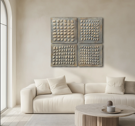EARTHY PEBBLE 3D WALL ART SET