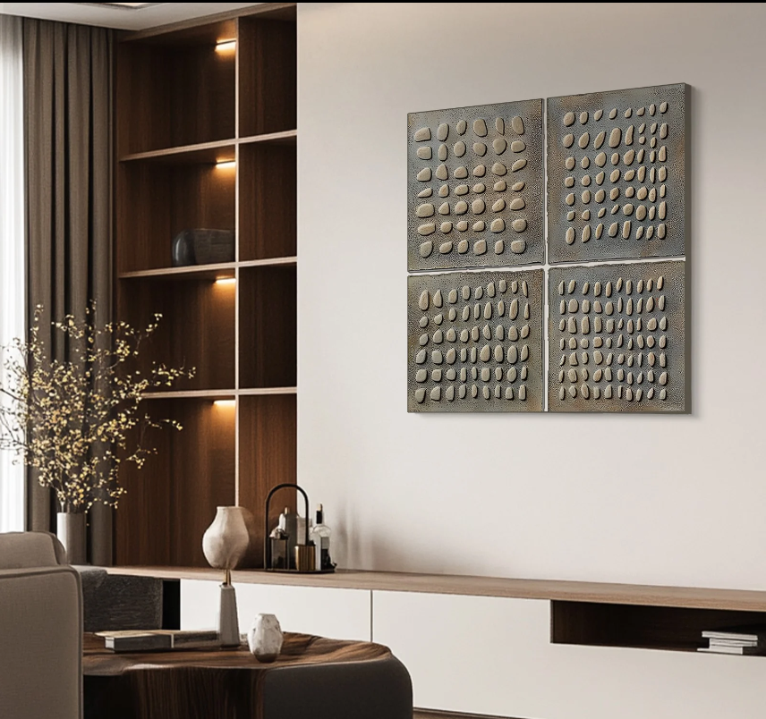 EARTHY PEBBLE 3D WALL ART SET