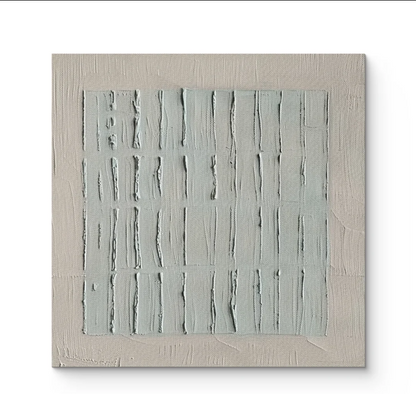 MINIMALIST VERTICAL TEXTURED GRID ART IN TAUPE AND SAGE