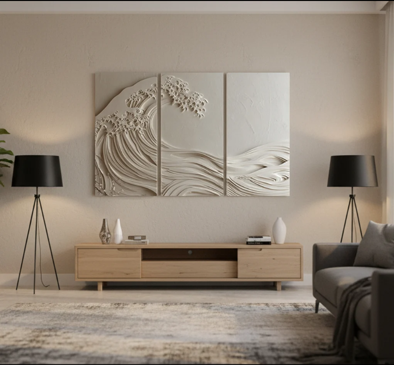 WAVE-INSPIRED WALL ART TRIPTYCH