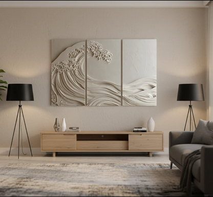 WAVE-INSPIRED WALL ART TRIPTYCH
