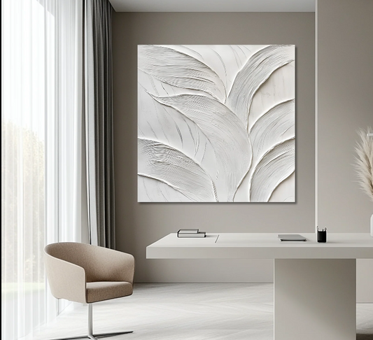 TEXTURED BOTANICAL WHITE WALL PANEL