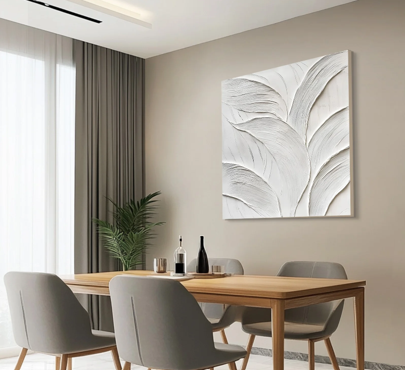 TEXTURED BOTANICAL WHITE WALL PANEL