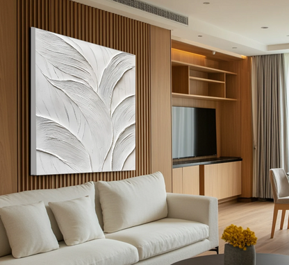 TEXTURED BOTANICAL WHITE WALL PANEL