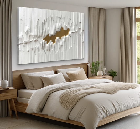 WHITE AND GOLD LAYERED TOPOGRAPHIC 3D ART