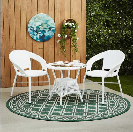 3-PIECE OUTDOOR RATTAN WICKER PATIO BISTRO SET